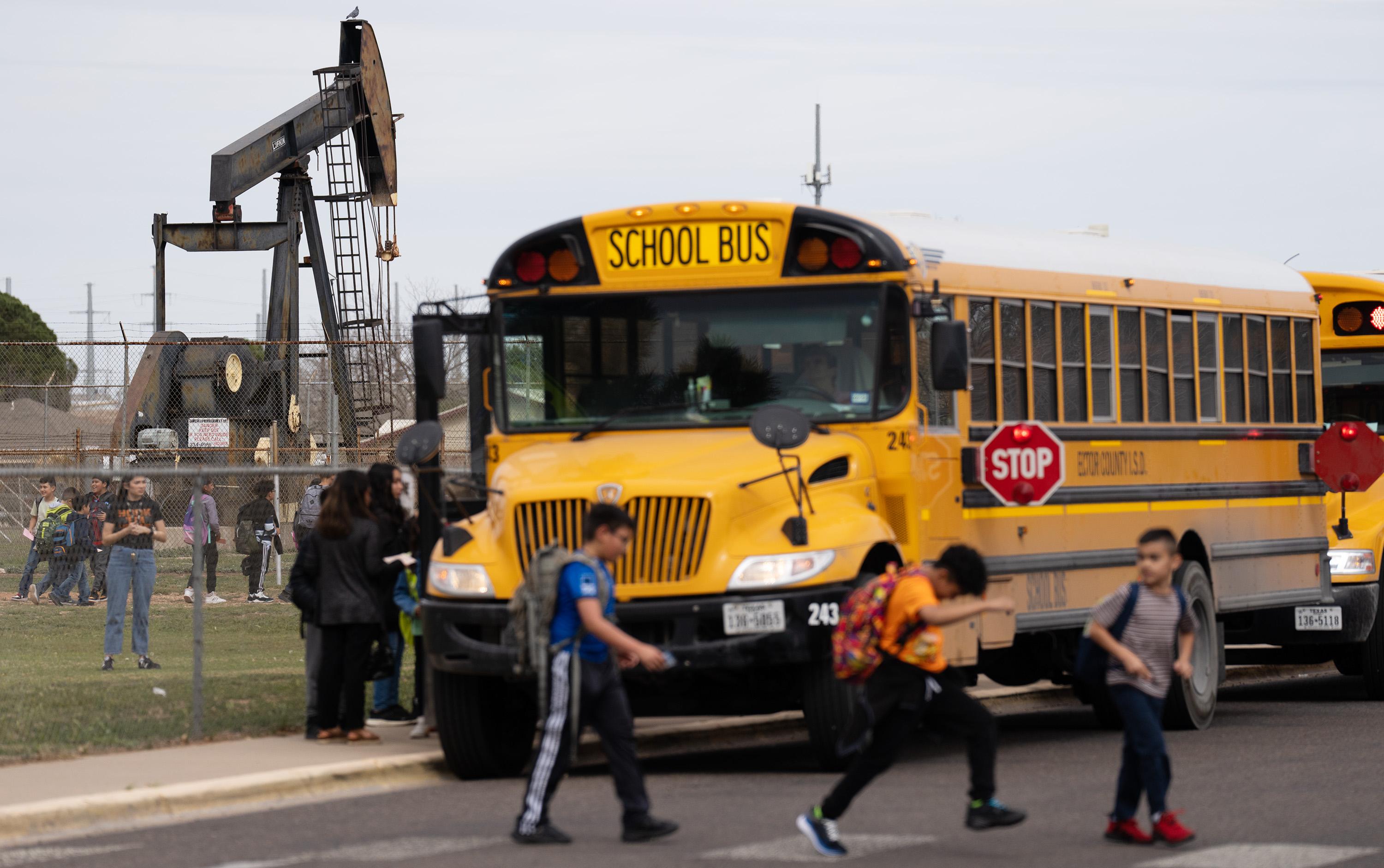 Noel Elementary School students leave school